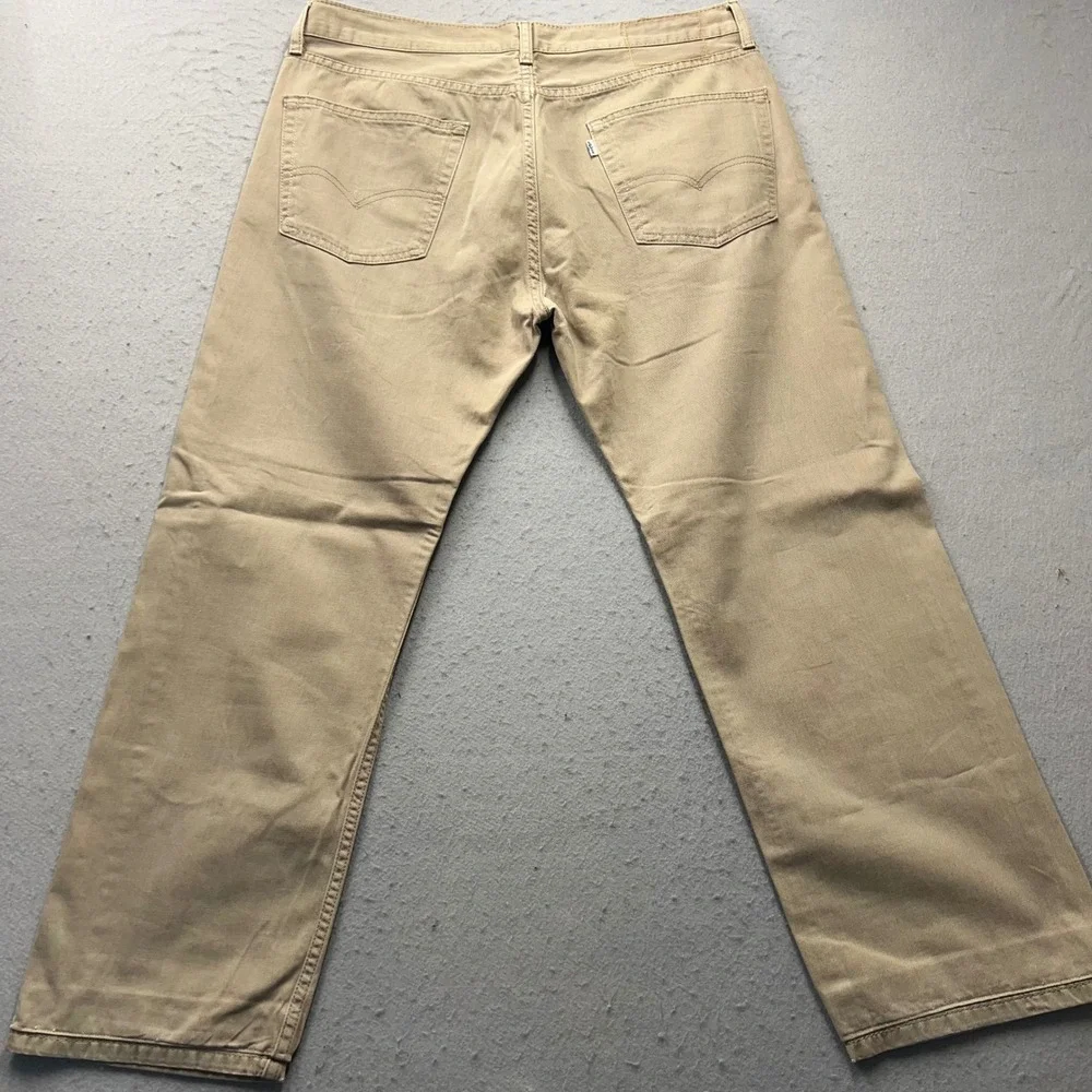 Levis 505 Regular Fit Jeans Mens 36x32 Khaki Tan Cotton Straight Leg 00505-0718